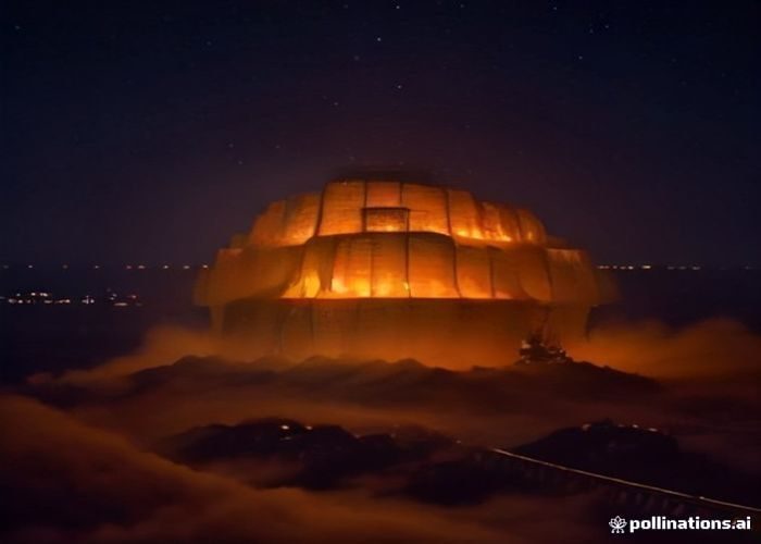 美加墨世界杯主题体育场夜景航拍，看台灯光通明，草坪修剪整齐，氛围热烈国际化